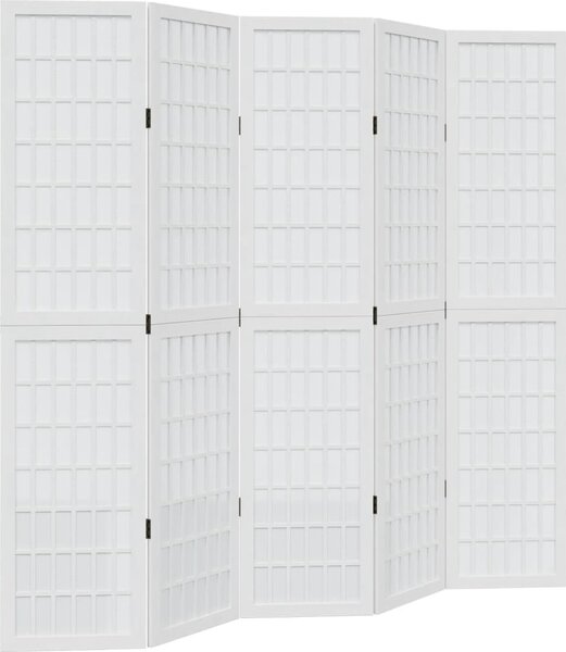 VidaXL Paraván 5dílný bílý masivní dřevo pavlovnie, vnitřní materiál kompozitní dřevo [358790] Velikost: 40 x 220 cm