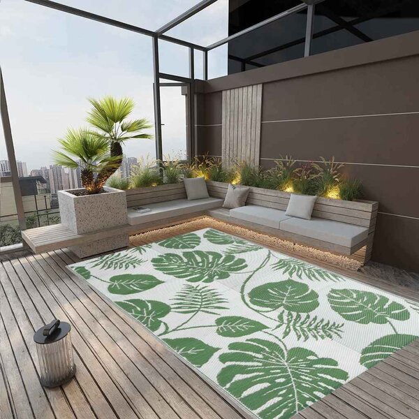 VidaXL Venkovní koberec ARAKIL PP [317001] Barva: Černá a šedá, Velikost: Ø 160 cm