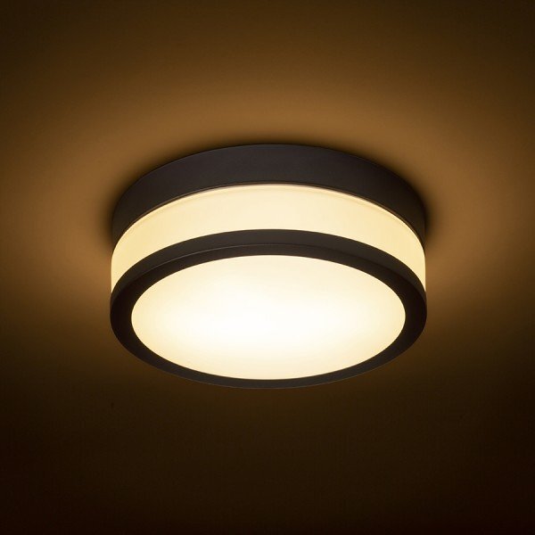 CIRA LED 23 stropní opálové sklo/černá 230V LED 12W IP44 3000K - RED - DESIGN RENDL