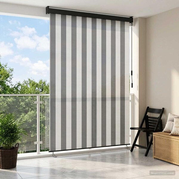 VidaXL Roleta Textil a hliník [145944] Barva: Modro-bílá, Velikost: 200 x 250 cm