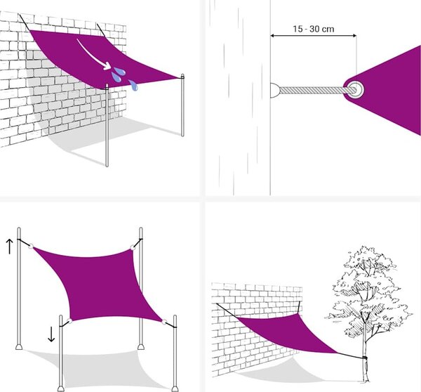 VidaXL Stínicí plachta 160 g/m² HDPE [311150] Barva: světle šedá, Velikost: 2 x 2 x 2 m