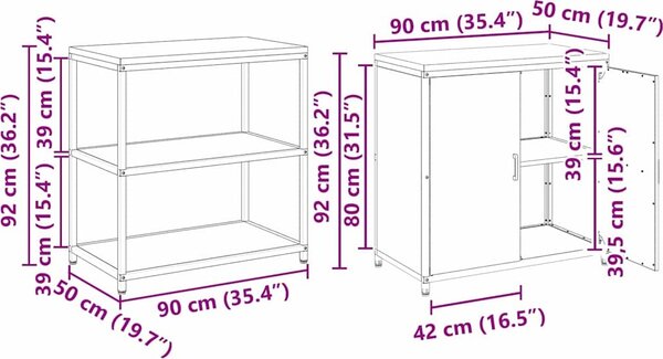 VidaXL Kuchyňská skladovací sada HATTEM 2 ks [3392658] Barva: Povětrnostně odolná ocel, Velikost: 150 x 50 x 92 cm
