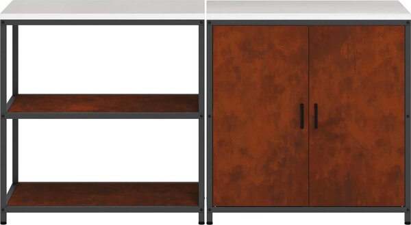 VidaXL Kuchyňská skladovací sada HATTEM 2 ks [3392658] Barva: Povětrnostně odolná ocel, Velikost: 150 x 50 x 92 cm