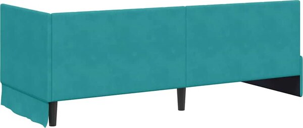VidaXL Rohový rám postele Samet, matrace zahrnuta ne [42016295] Barva: Tyrkysová, Velikost: 90 x 200 cm (rám 204 x 94 x 72 cm)