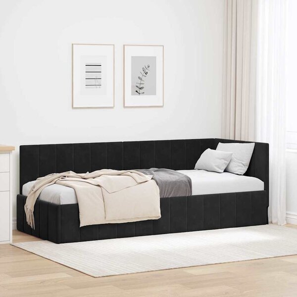 VidaXL Rohový rám postele Samet, matrace zahrnuta ne [42016295] Barva: Tyrkysová, Velikost: 90 x 200 cm (rám 204 x 94 x 72 cm)
