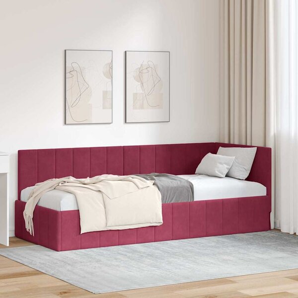 VidaXL Rohový rám postele Samet, matrace zahrnuta ne [42016295] Barva: Tyrkysová, Velikost: 90 x 200 cm (rám 204 x 94 x 72 cm)