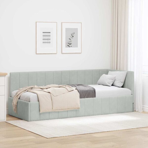 VidaXL Rohový rám postele Samet, matrace zahrnuta ne [42016295] Barva: Tyrkysová, Velikost: 90 x 200 cm (rám 204 x 94 x 72 cm)