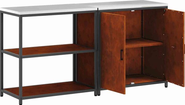 VidaXL Kuchyňská skladovací sada HATTEM 2 ks [3392658] Barva: Povětrnostně odolná ocel, Velikost: 150 x 50 x 92 cm