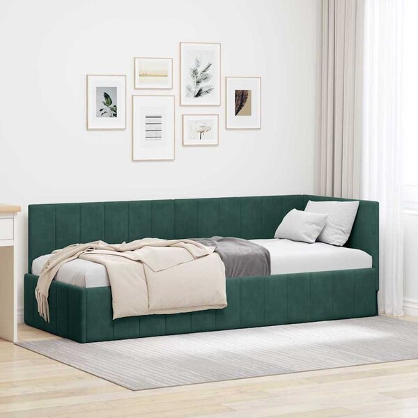 VidaXL Rohový rám postele Samet, matrace zahrnuta ne [42016295] Barva: Tyrkysová, Velikost: 90 x 200 cm (rám 204 x 94 x 72 cm)