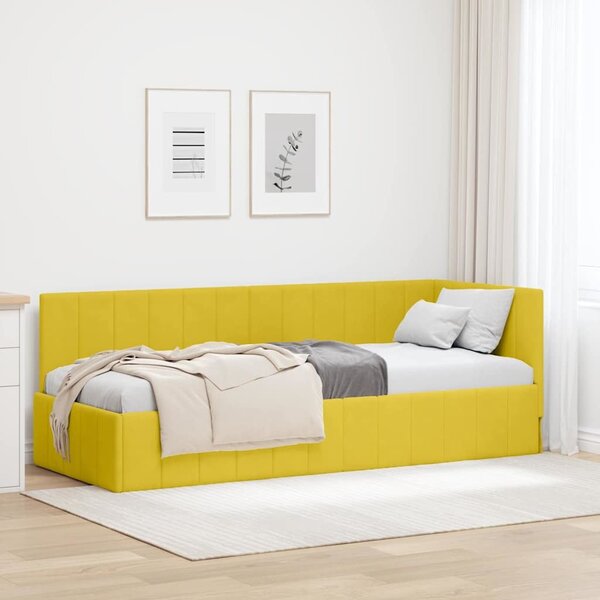 VidaXL Rohový rám postele Samet, matrace zahrnuta ne [42016295] Barva: Tyrkysová, Velikost: 90 x 200 cm (rám 204 x 94 x 72 cm)
