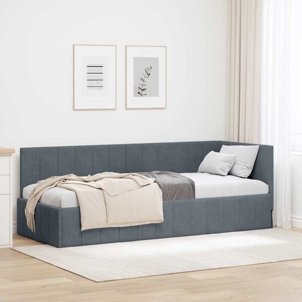 VidaXL Rohový rám postele Samet, matrace zahrnuta ne [42016295] Barva: Tyrkysová, Velikost: 90 x 200 cm (rám 204 x 94 x 72 cm)