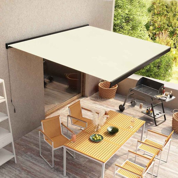 VidaXL Kazetová markýza s ručním ovládáním [274874] Barva: Krémová (bílý rám), Velikost: 4 × 3 m
