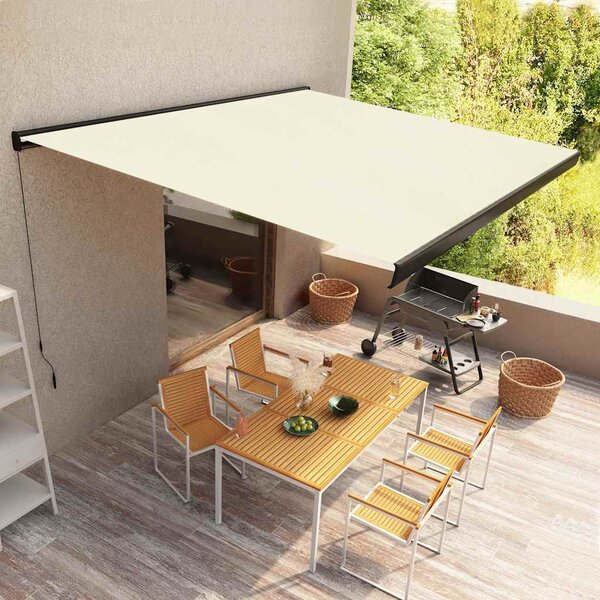 VidaXL Kazetová markýza s ručním ovládáním [274874] Barva: Krémová (bílý rám), Velikost: 4 × 3 m