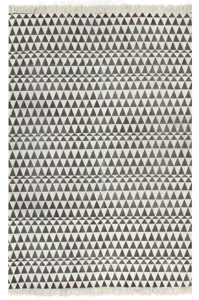 Koberec Kilim se vzorem bavlněný 120 x 180 cm černobílý