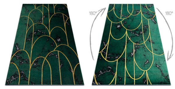 Koberec EMERALD exkluzivní 1016 glamour, styl art deco, marmur lahvově zelený / zlatý