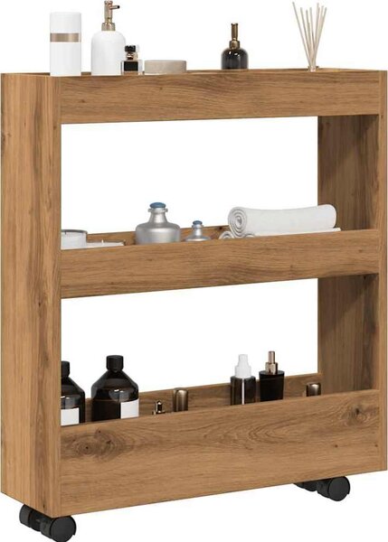 VidaXL Úzký úložný vozík 3patrový kompozitní dřevo, celkové rozměry 60 x 18 x 70 cm [855243] Barva: dub sonoma