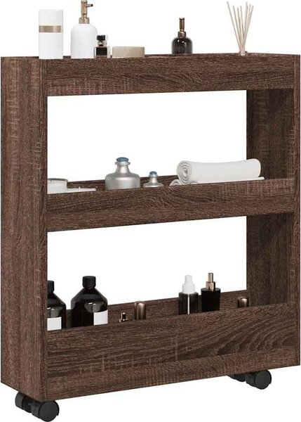 VidaXL Úzký úložný vozík 3patrový kompozitní dřevo, celkové rozměry 60 x 18 x 70 cm [855243] Barva: dub sonoma
