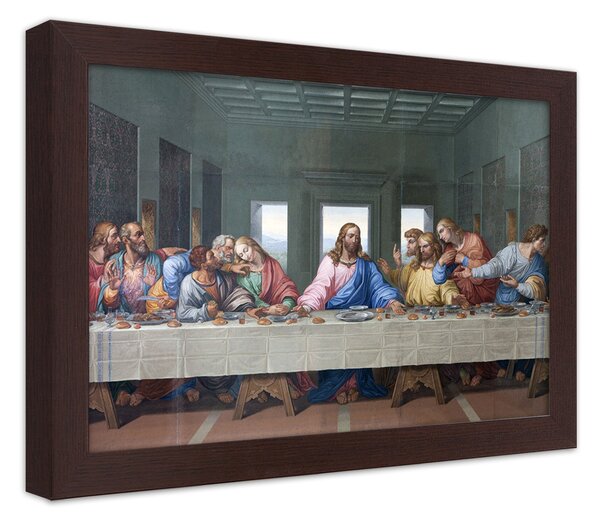 Plakát Úryvek díla Poslední večeře - Leonardo da Vinci, reprodukce Barva rámu: Hnědá, Rozměry: 100 x 70 cm
