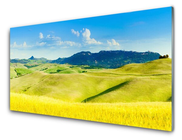 Akrylový obraz Vesnice Hory Krajina 120x60 cm