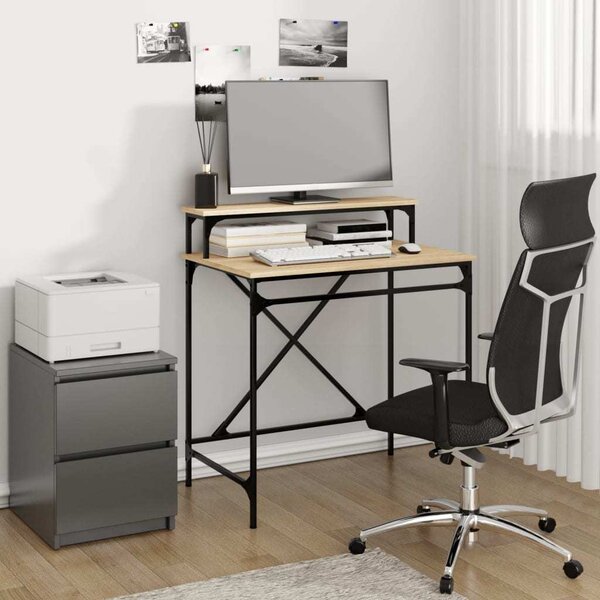 VidaXL Psací stůl kompozitní dřevo a železo [826706] Barva: Černá, Velikost: 80 x 50 x 90 cm