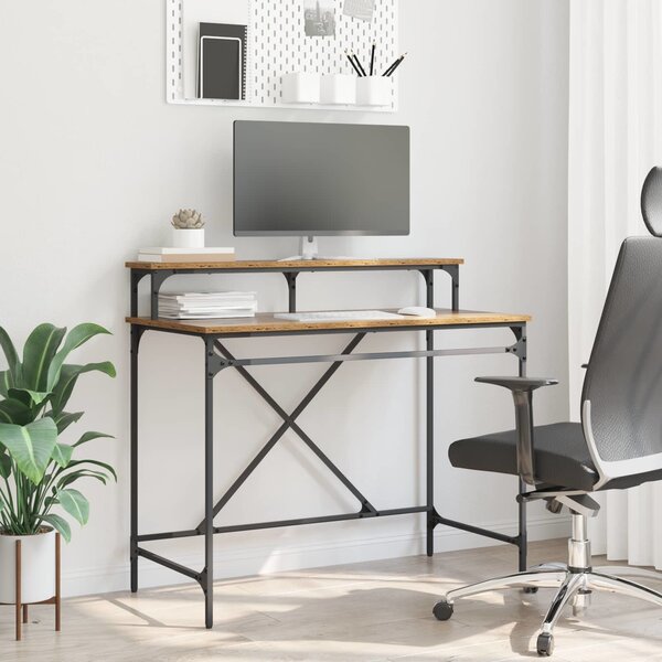 VidaXL Psací stůl kompozitní dřevo a železo [826706] Barva: Černá, Velikost: 80 x 50 x 90 cm