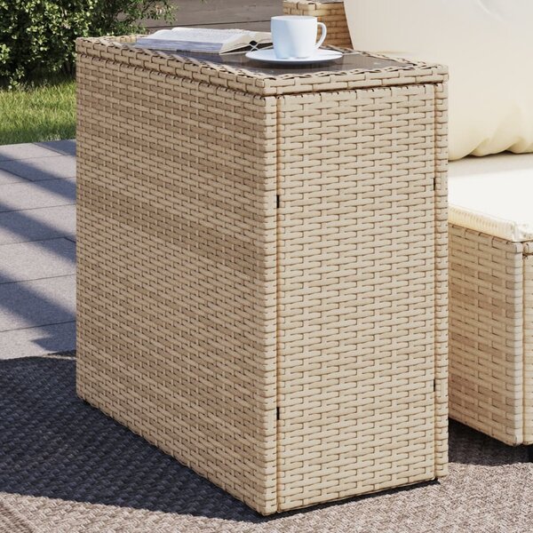 VidaXL Zahradní stolek skleněná deska 58x27,5x55 cm polyratan [366189] Barva: Béžová