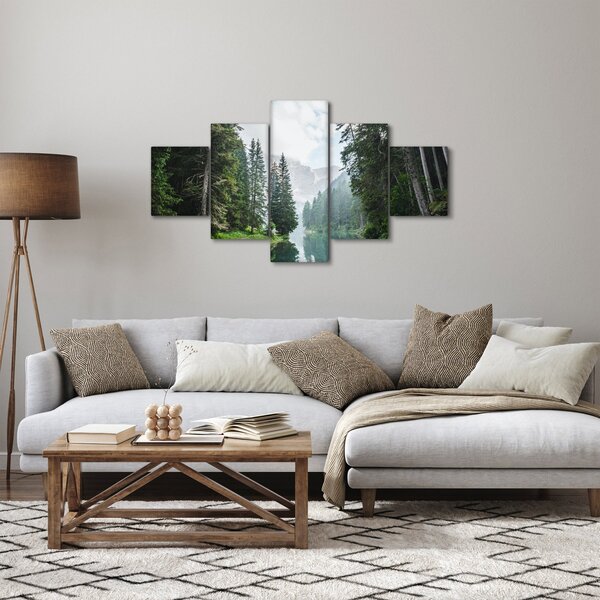 Obraz lesního jezera (125x70 cm)