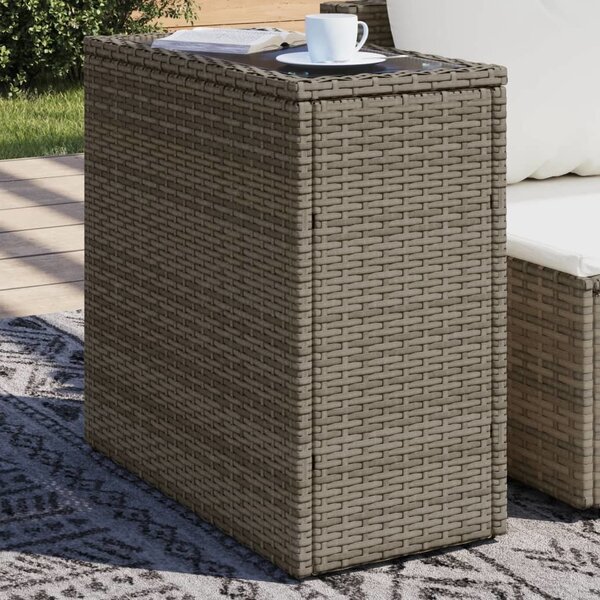 VidaXL Zahradní stolek skleněná deska 58x27,5x55 cm polyratan [366189] Barva: Béžová
