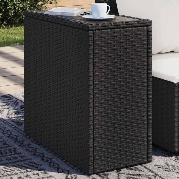 VidaXL Zahradní stolek skleněná deska 58x27,5x55 cm polyratan [366189] Barva: Béžová