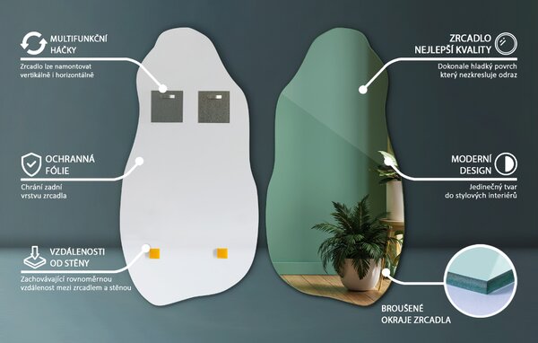 Asymetricke zrcadlo dekorativní na zeď 40x80