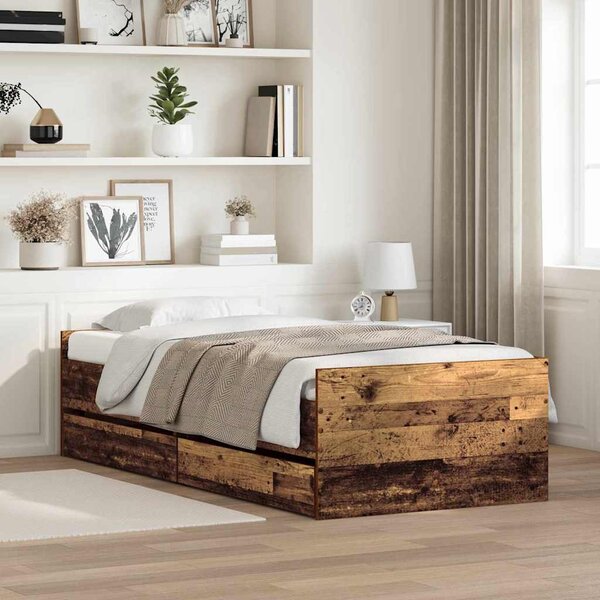 VidaXL Rám postele Masivní borové dřevo [3207340] Barva: šedá sonoma, Velikost: 100 x 200 cm (rám 203 x 102 x 50 cm)
