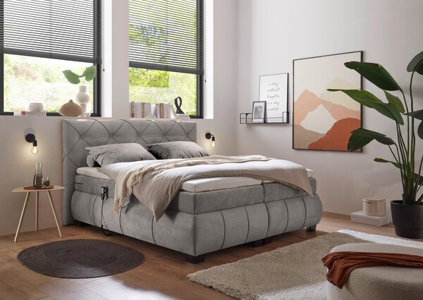 POSTEL BOXSPRING, 180/200 cm, šedá MID.YOU - Manželské postele, Online Only