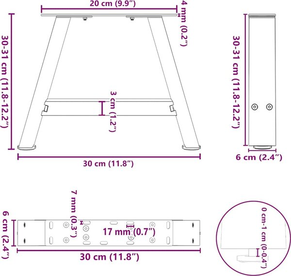 VidaXL Nohy k jídelnímu stolu ve tvaru A, 2 ks, , , ocel [4012810] Barva: Černá, Velikost: 80 x (72-73) cm