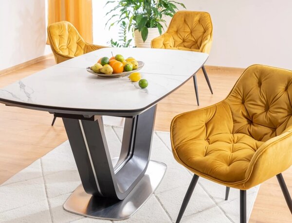 Signal Rozkládací jídelní stůl Armani 160/220 cm bílý/černý