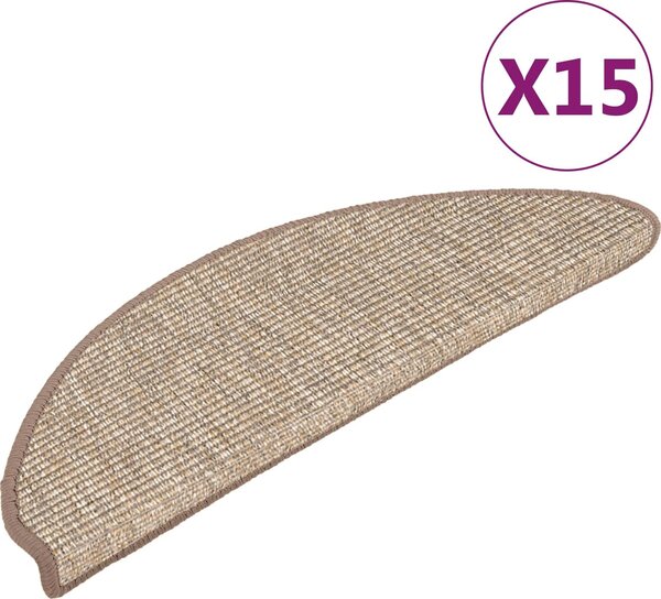 VidaXL Schodové rohože 15 ks , půlkulaté, velké [326898] Barva: světle hnědá, Velikost: 56 x 17 x 3 cm