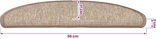 VidaXL Schodové rohože 15 ks , půlkulaté, velké [326898] Barva: světle hnědá, Velikost: 56 x 17 x 3 cm