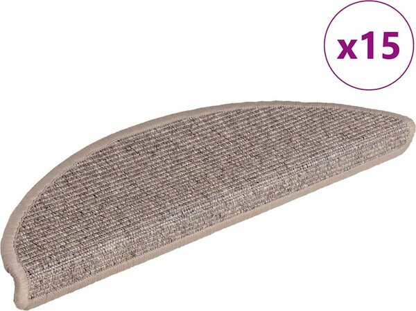 VidaXL Schodové rohože 15 ks , půlkulaté, velké [326898] Barva: světle hnědá, Velikost: 56 x 17 x 3 cm