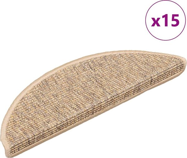 VidaXL Schodové rohože 15 ks , půlkulaté, velké [326898] Barva: světle hnědá, Velikost: 56 x 17 x 3 cm