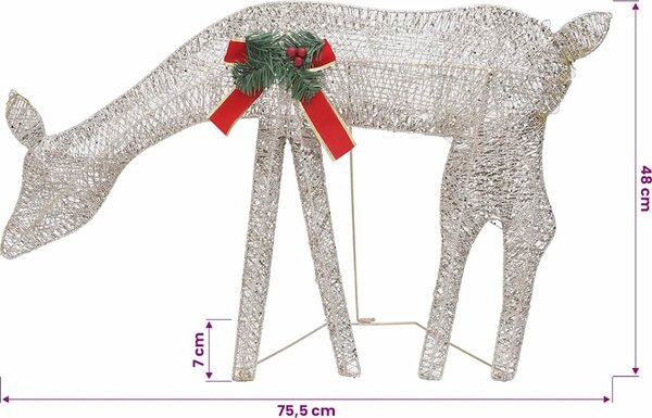 VidaXL Vánoční sobí rodinka 270 x 7 x 90 cm studená síťovina [328503] Barva: Teplá bílá