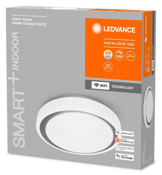 Chytré WiFi LED světlo MOON 380 šedé, nastavitelná bílá