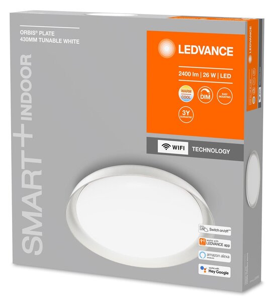 Chytré stmívatelné WiFi LED stropní světlo PLATE 430, bílé