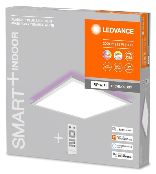 Chytrý stmívatelný WiFi RGBW stropní panel PLANON 450x450