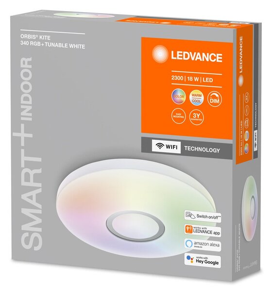 Chytré WiFi LED RGBTW stropní světlo KITE, nastavitelná bílá
