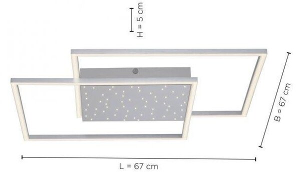 Paul Neuhaus Stropní LED svítidlo YUKI, 57W, 67x67 cm, CCT 2700-5000K