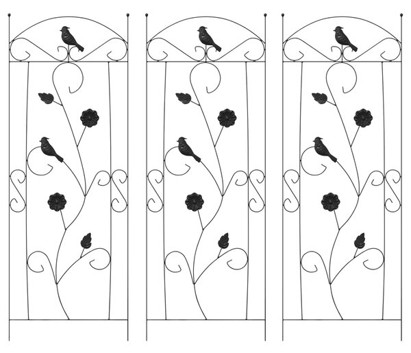 Zahradní plot 3 pcs Černá 110 x 40 cm Ocel
