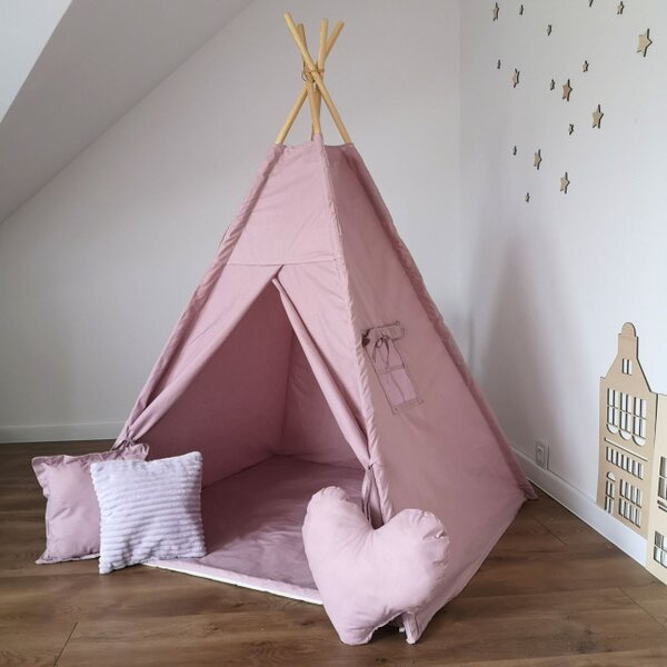 Dětský stan Tipi růžový se srdcem