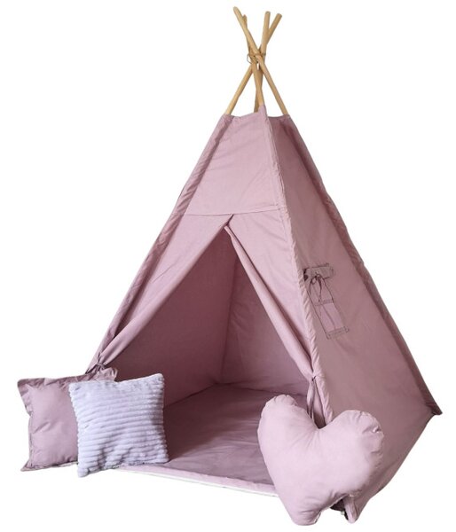 Dětský stan Tipi růžový se srdcem