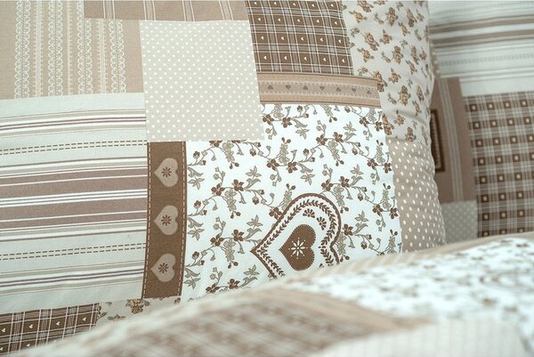 Bavlněné povlečení PATCHWORK BÉŽOVÝ - 140/200 + 70/90