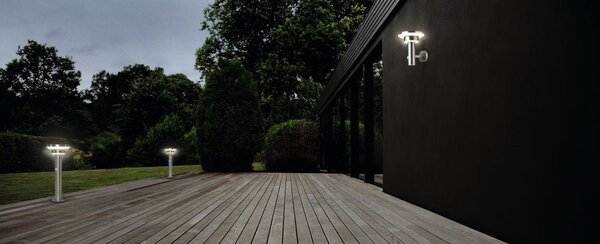 Solární nástěnné LED světlo SOLAR POST 6W, čidlo, stříbrné
