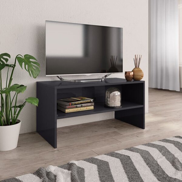TV stolek šedý s vysokým leskem 80 x 40 x 40 cm dřevotříska